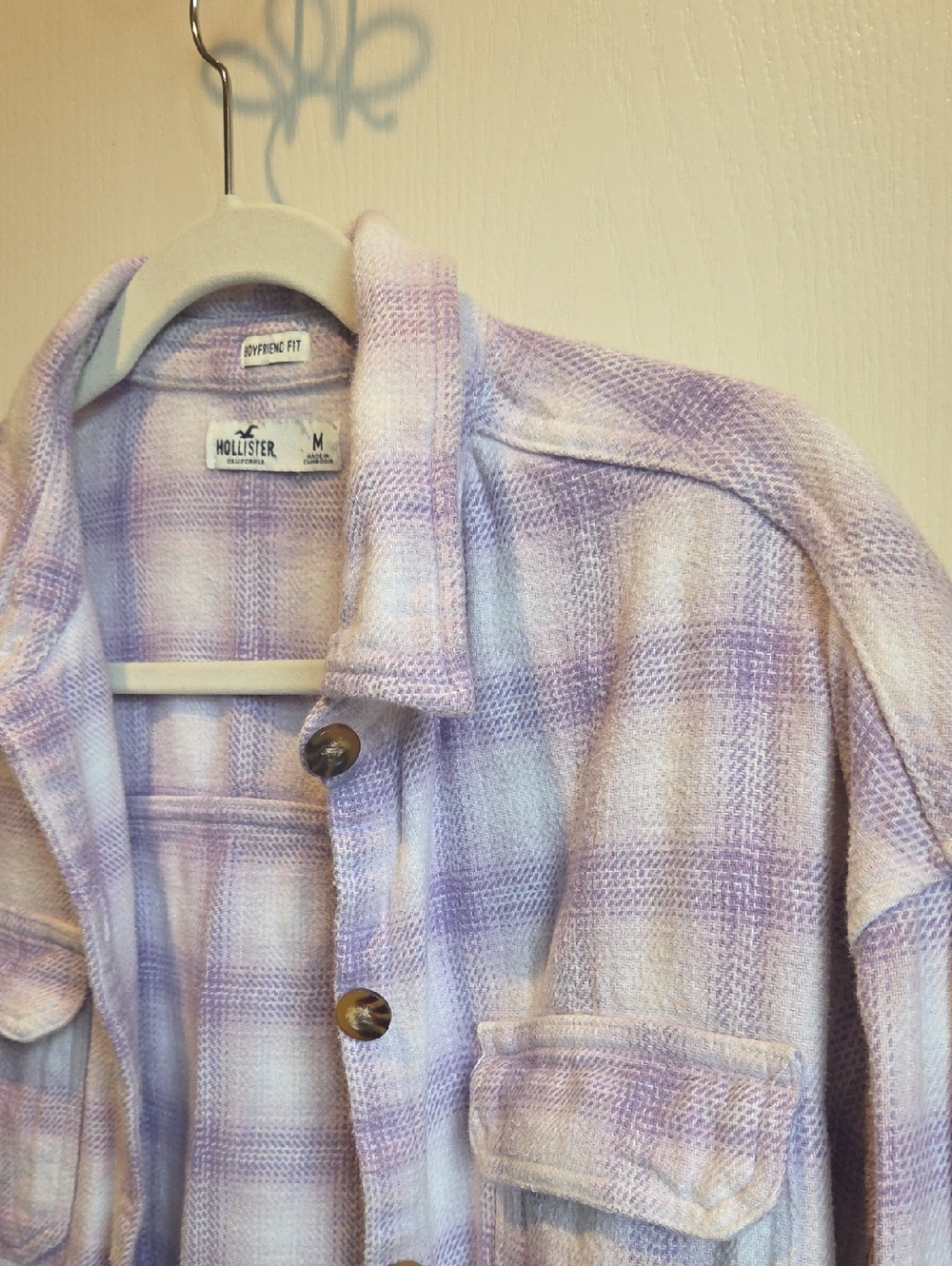 Hollister Lavender Plaid Boyfriend Jacket - Light Purple & White